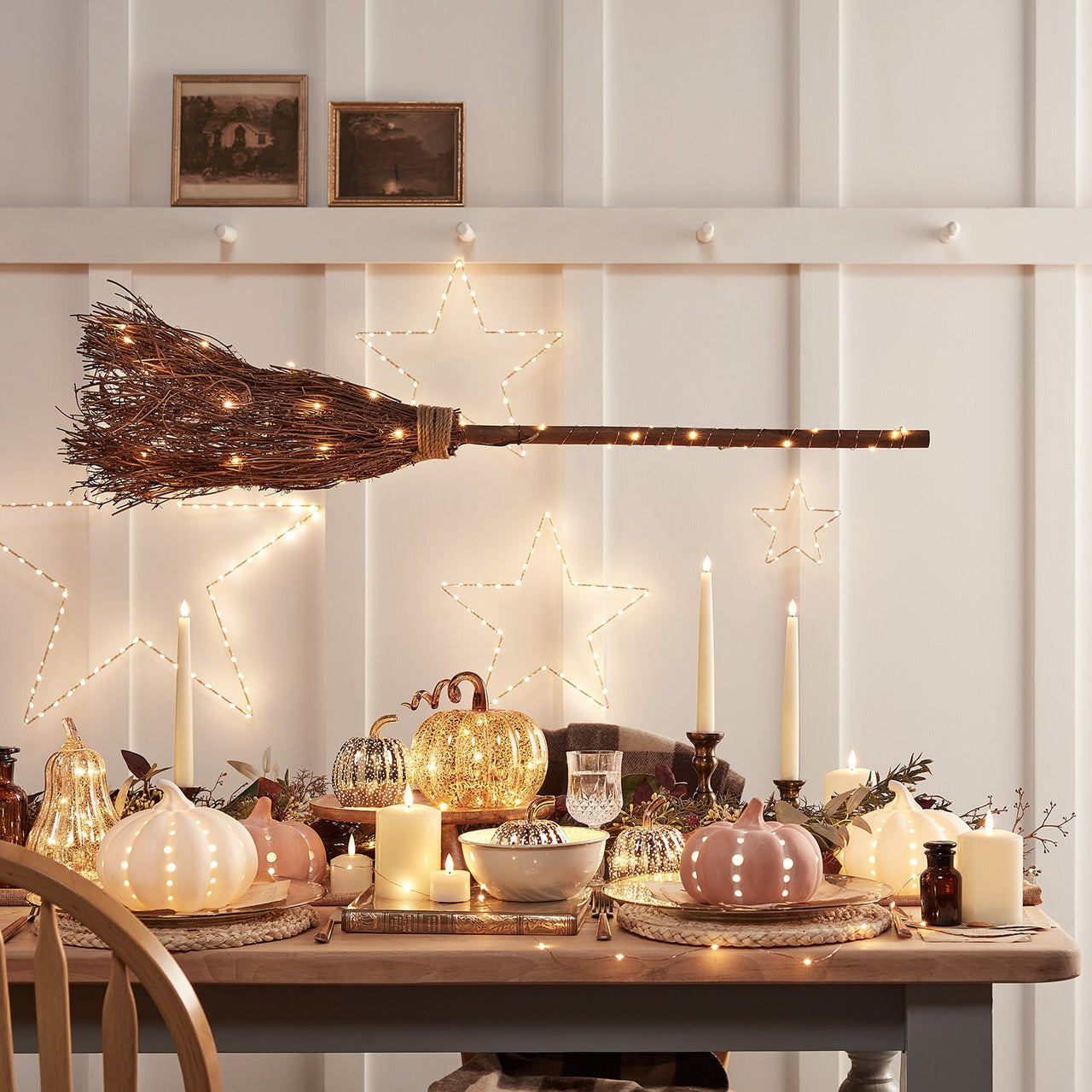 Witches Broom Light Up Halloween Decoration