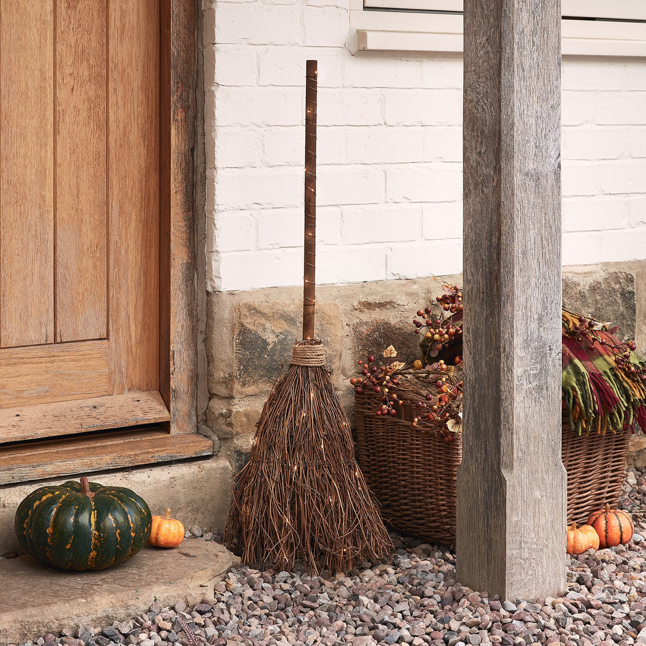Witches Broom Light Up Halloween Decoration