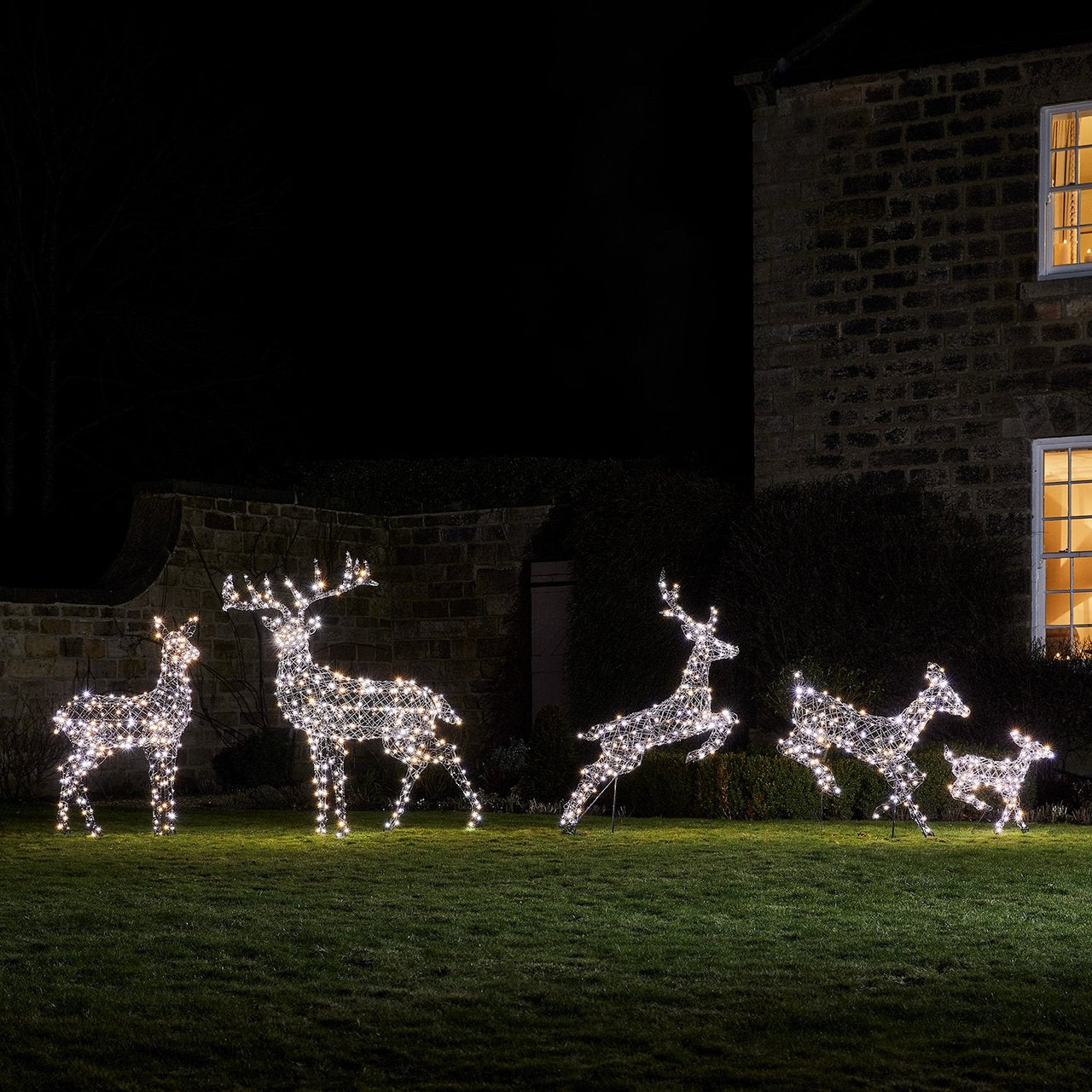 Set of 5 Harlow Rattan Dual Colour LED Light Up Reindeer Range