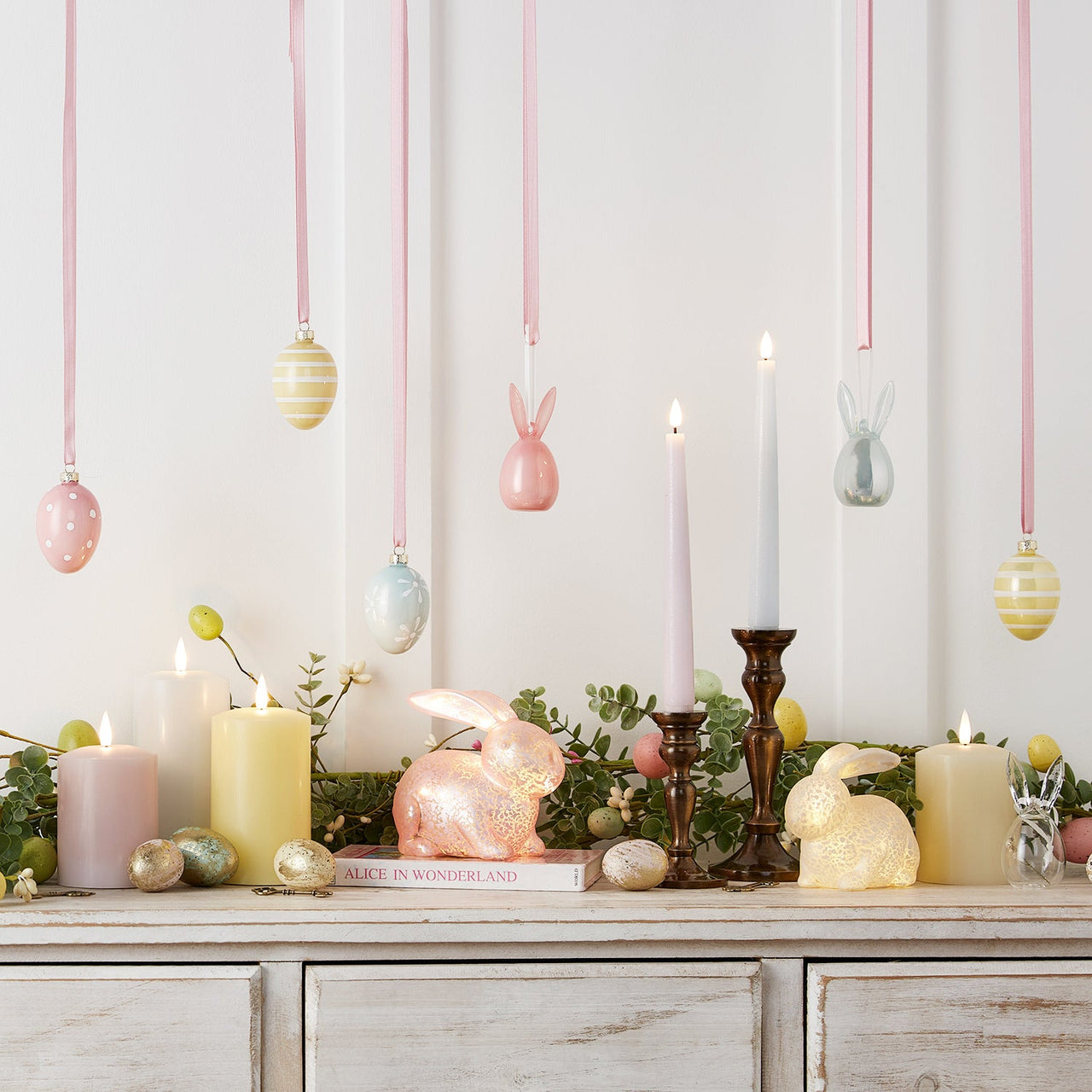 6 Pastel Glass Bunny Easter Decorations