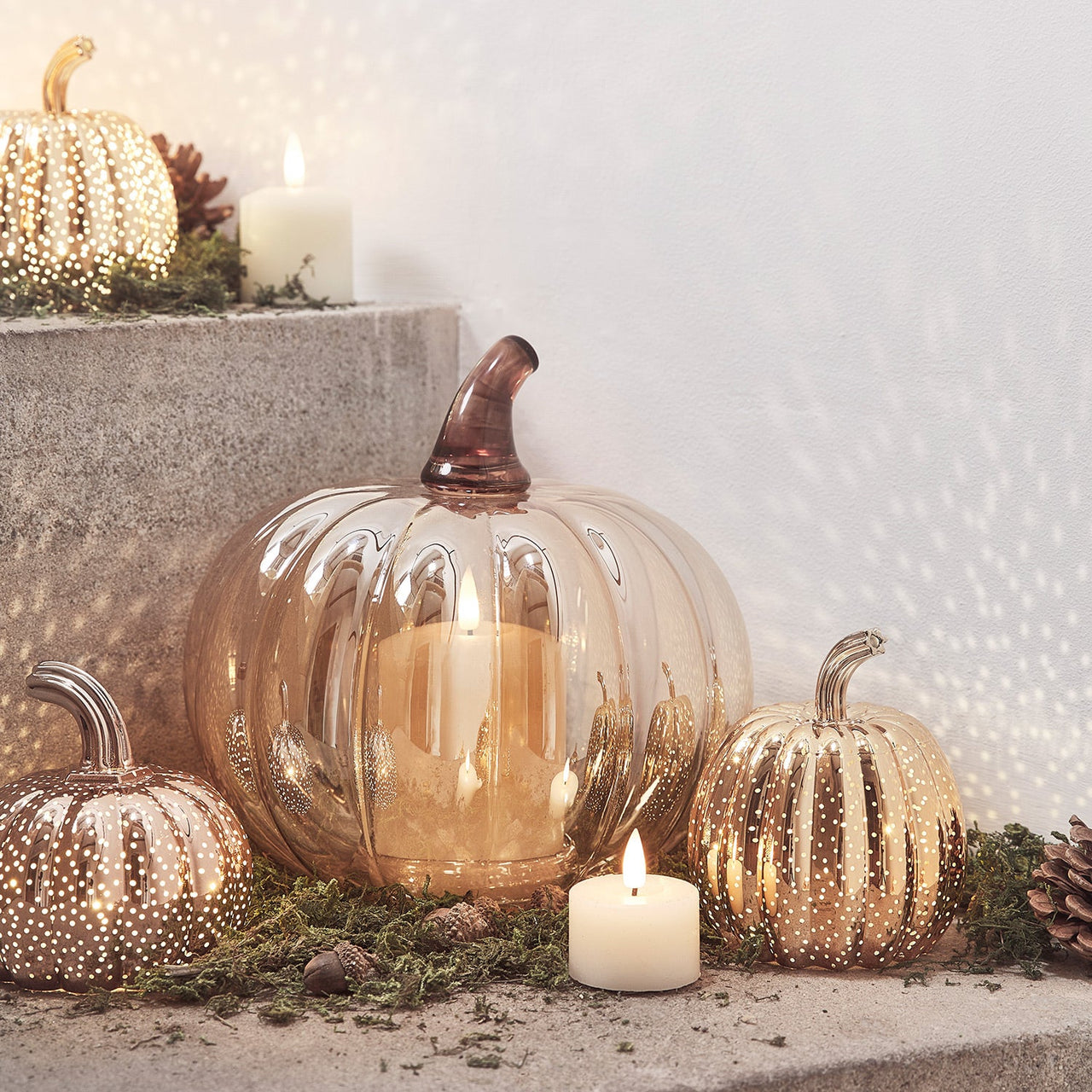 Amber Glass Pumpkin Decoration