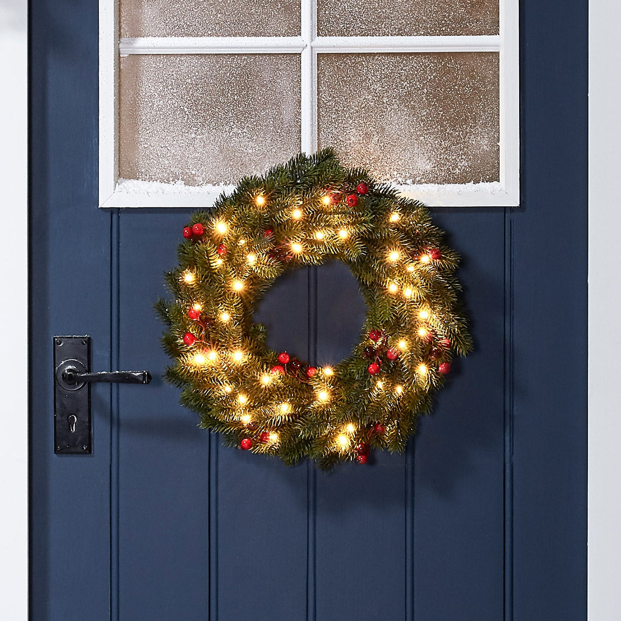 Pre-Lit Outdoor Berry Christmas Wreath
