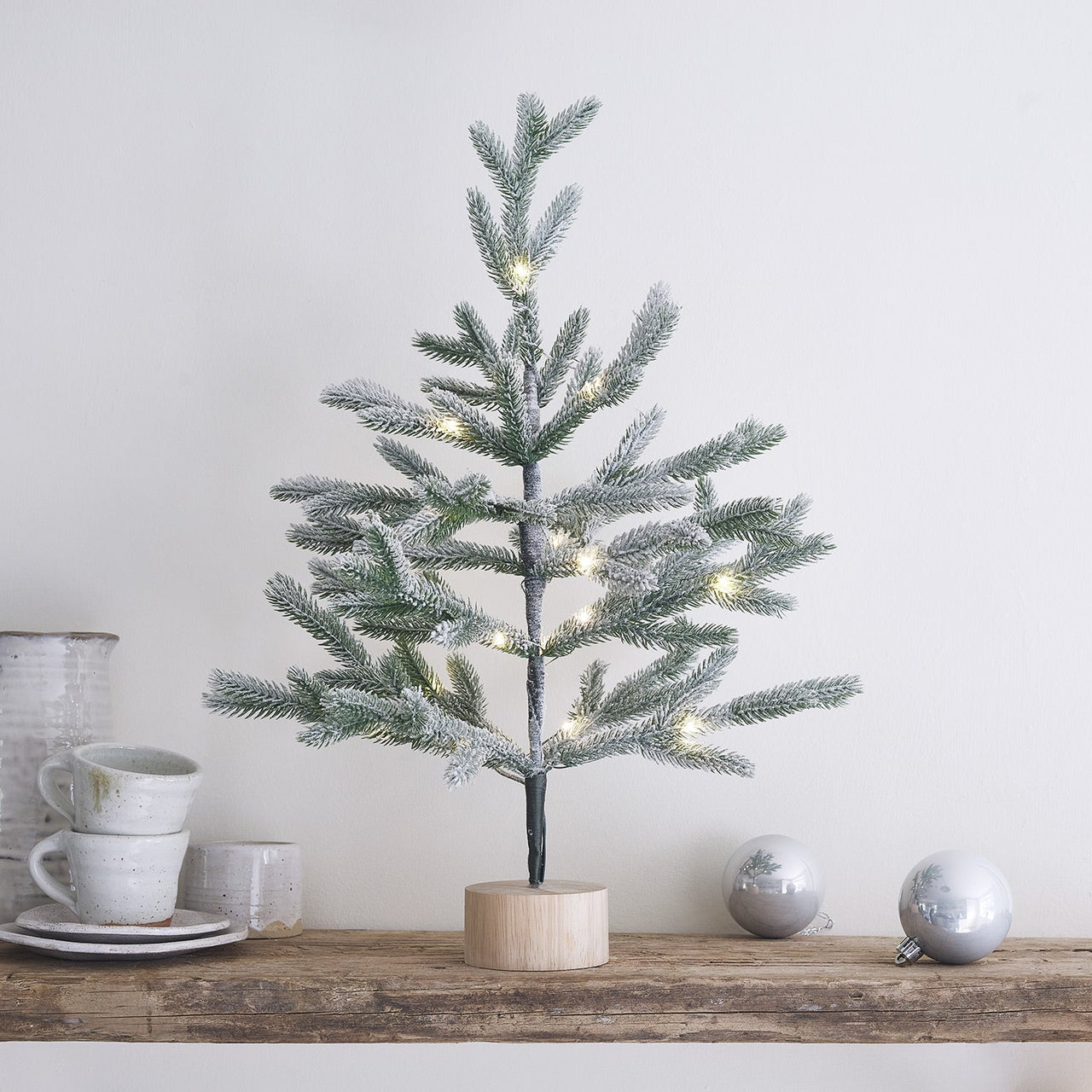 35cm Snowy Pre Lit Mini Christmas Tree