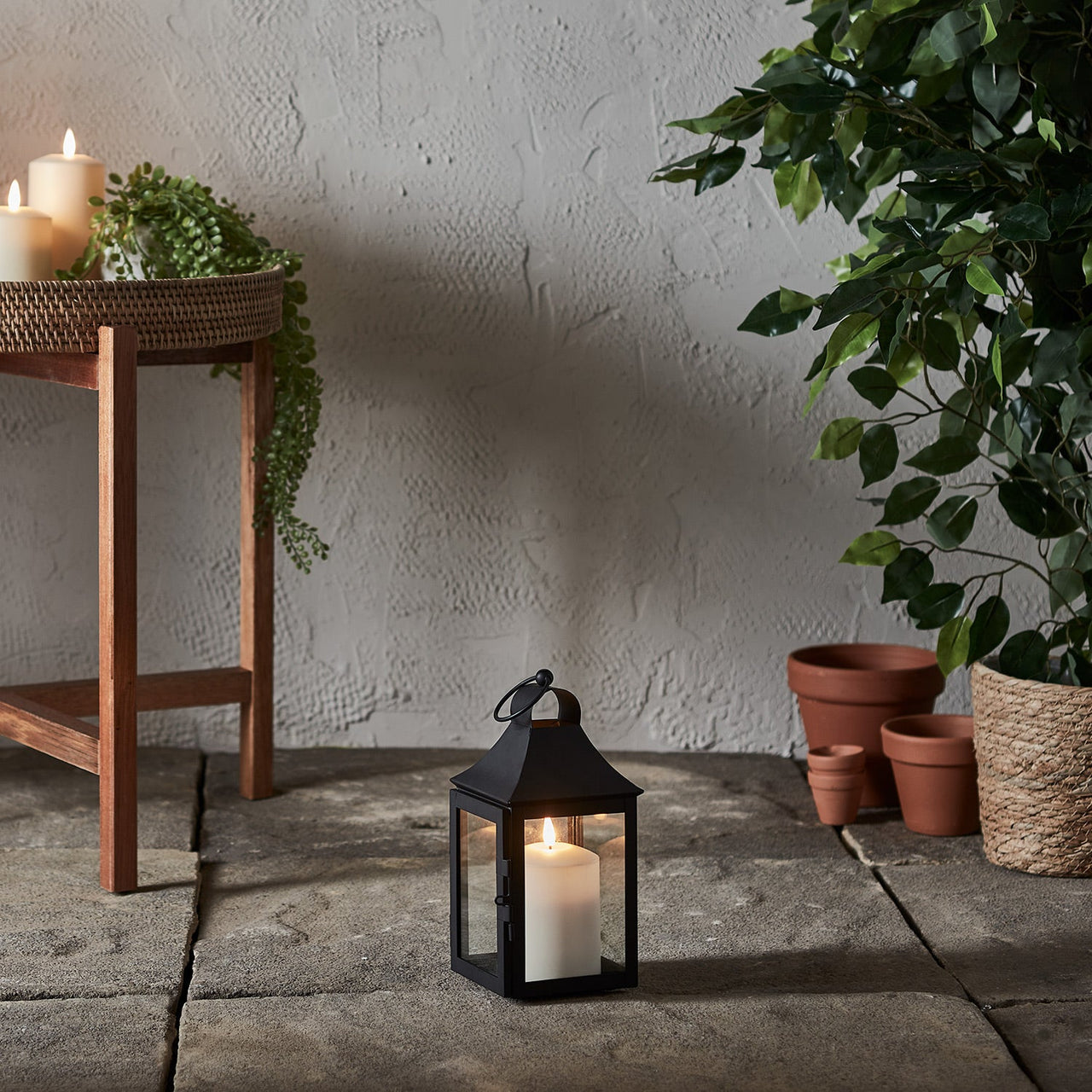 25cm Albury Black Garden Lantern with TruGlow® Candle