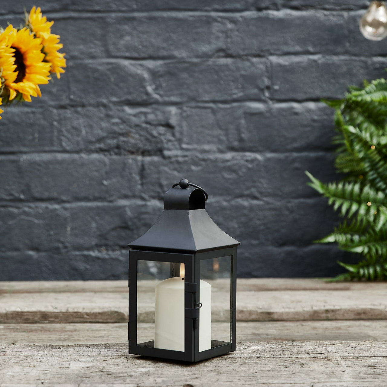 25cm Albury Black Garden Lantern with TruGlow® Candle