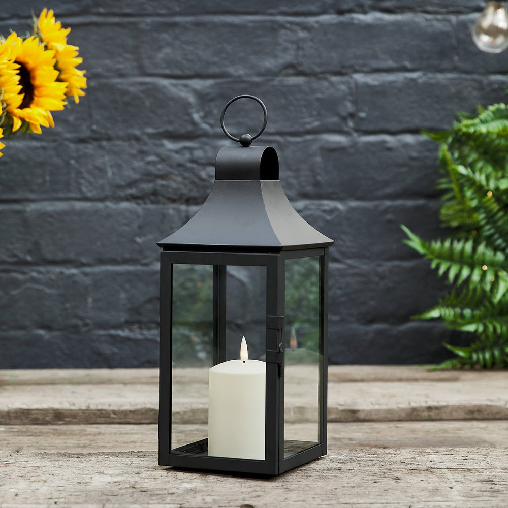 34cm Albury Black Garden Lantern with White TruGlow® Candle