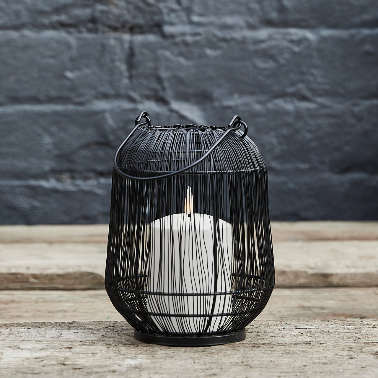 Antonio Black Garden Lantern with White TruGlow® Candle