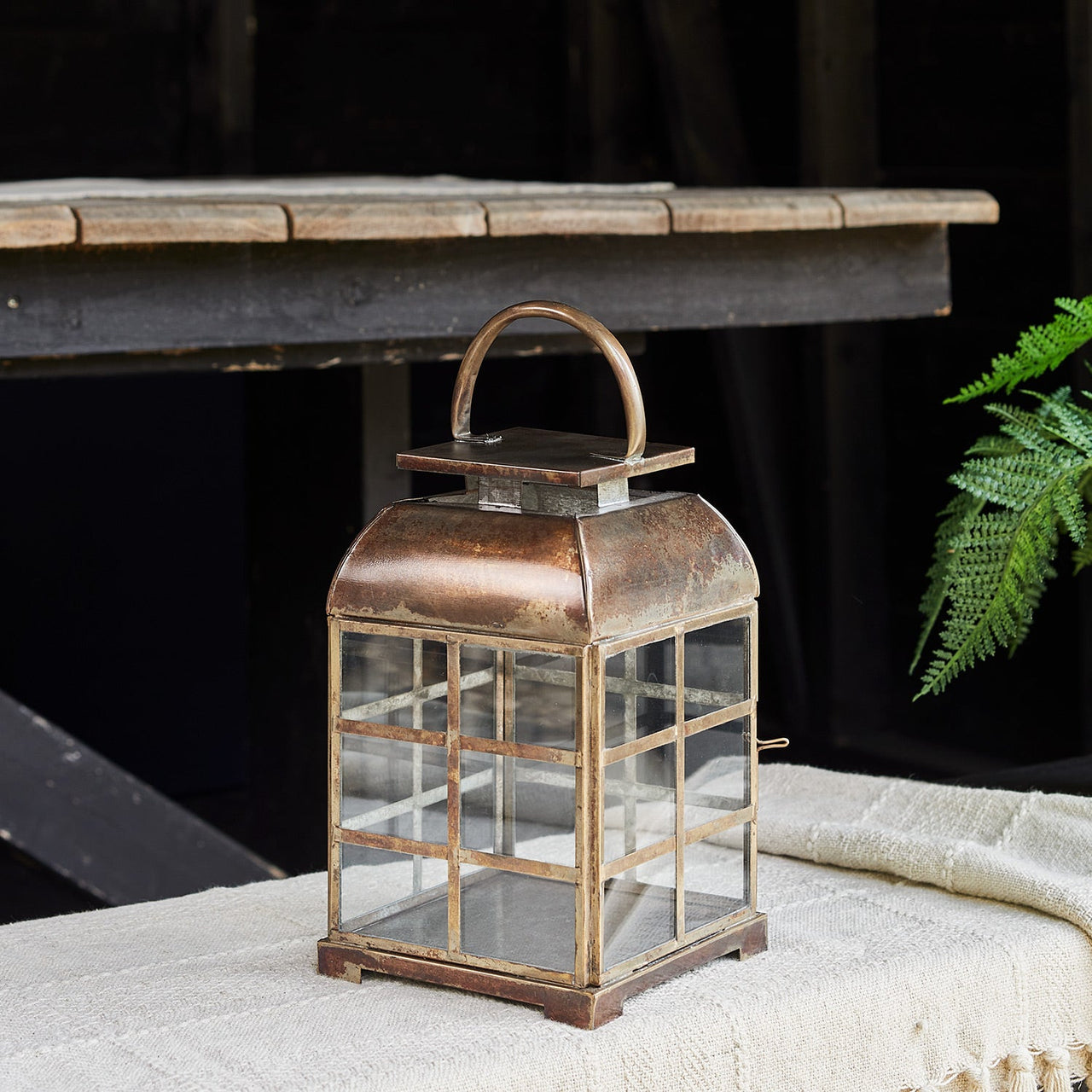 Brass Indoor Glass Lantern