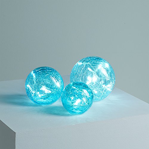 3 Blue Glass Fairy Light Orbs