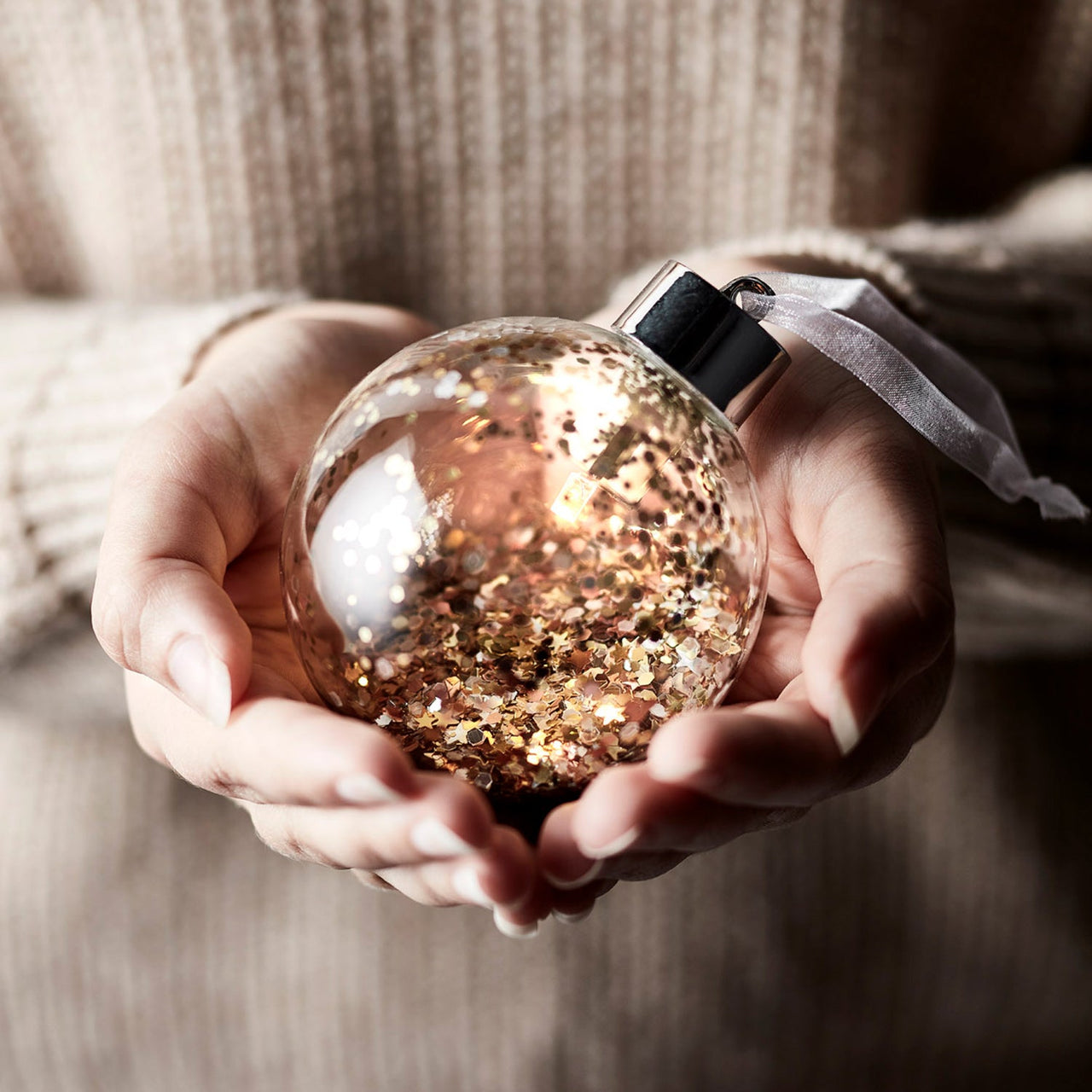 Glitter LED Christmas Bauble Trio