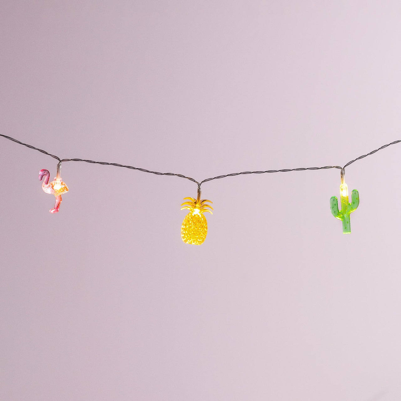 20 LED Flamingo, Pineapple & Cactus Fairy Lights