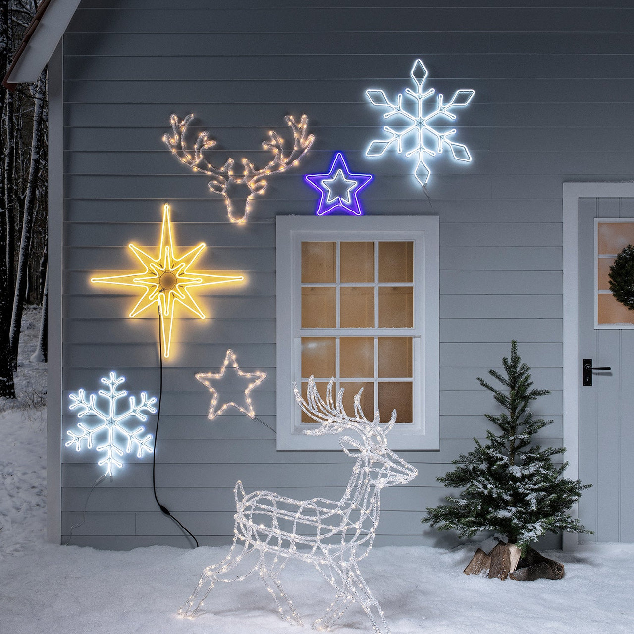 Outdoor Battery Star Christmas Silhouette
