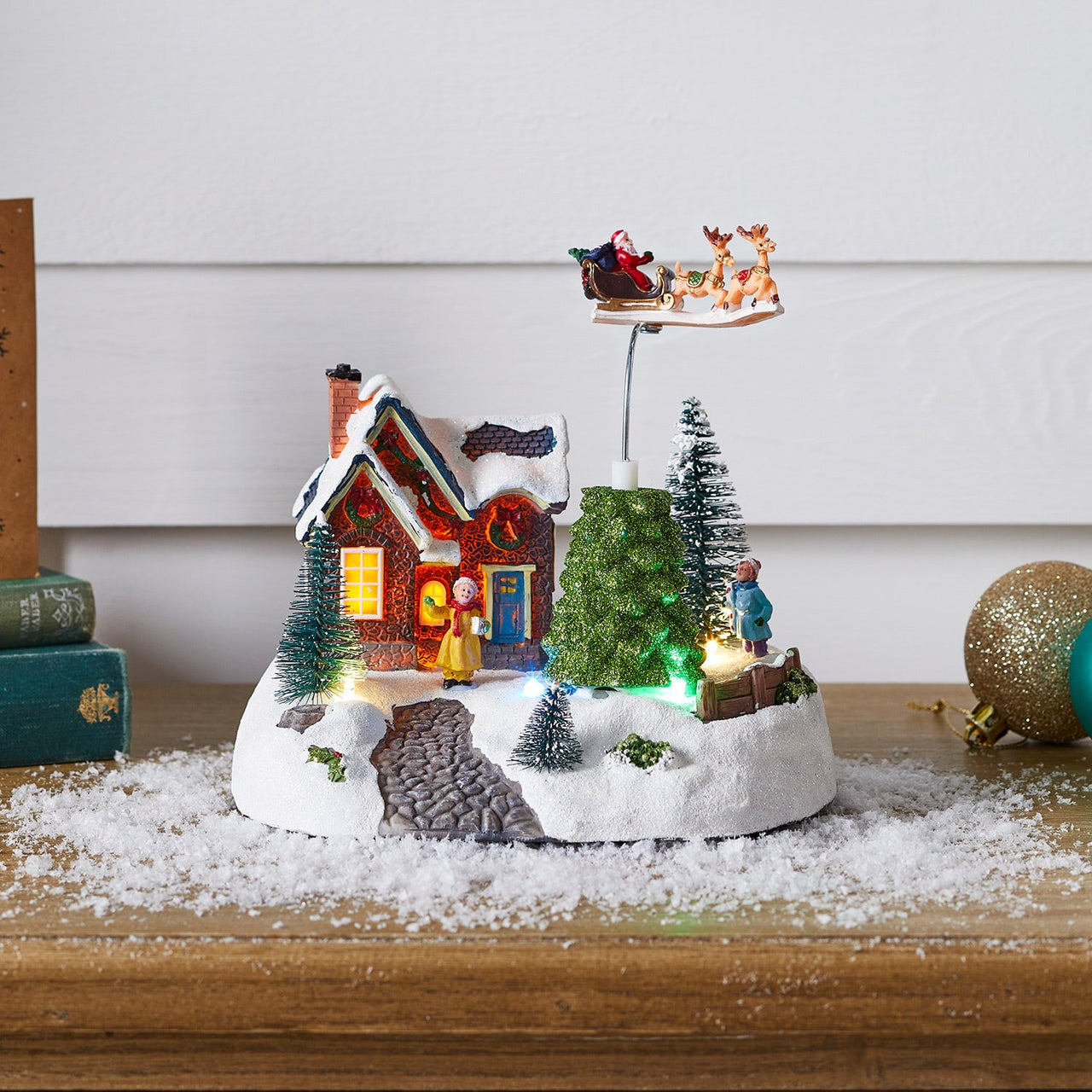 Santa & Sleigh Christmas Scene Ornament