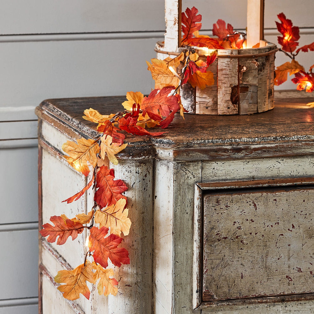 1.45m Pre Lit Oak Leaf Autumn Garland