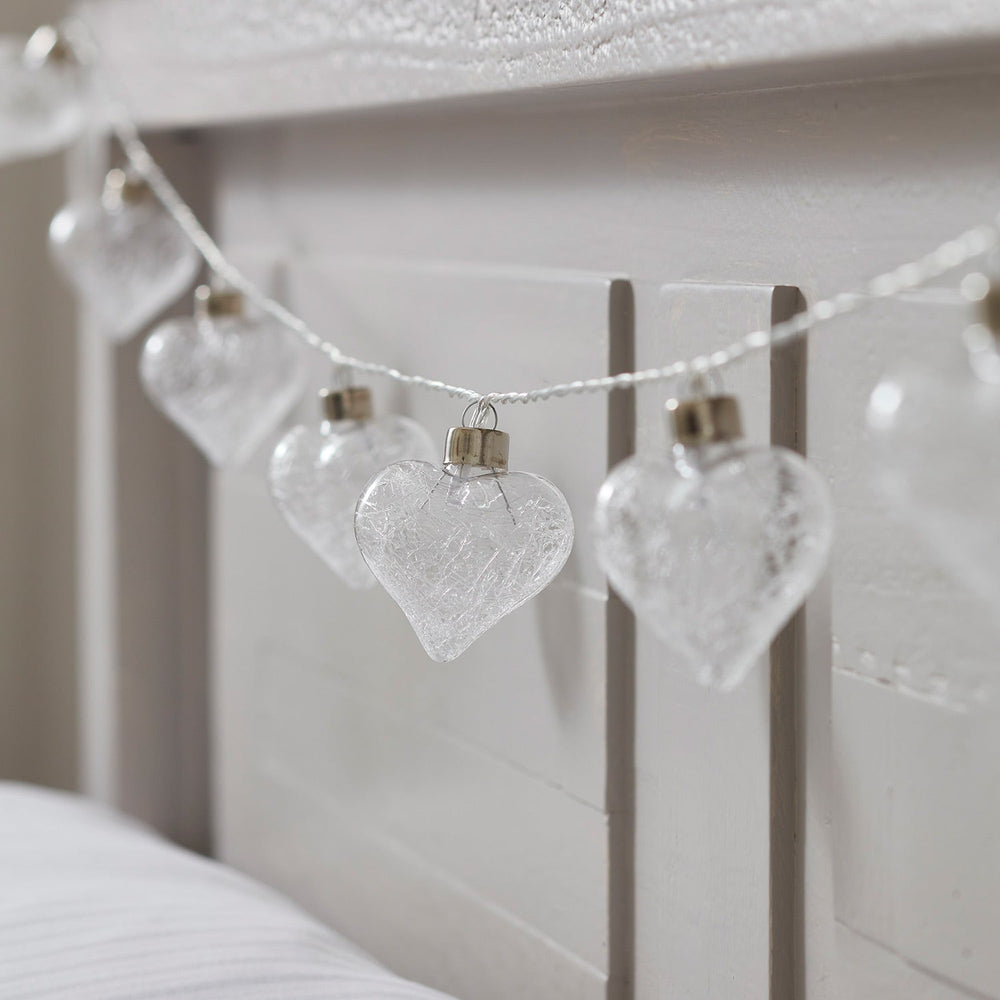 10 Glass Heart Battery Fairy Lights