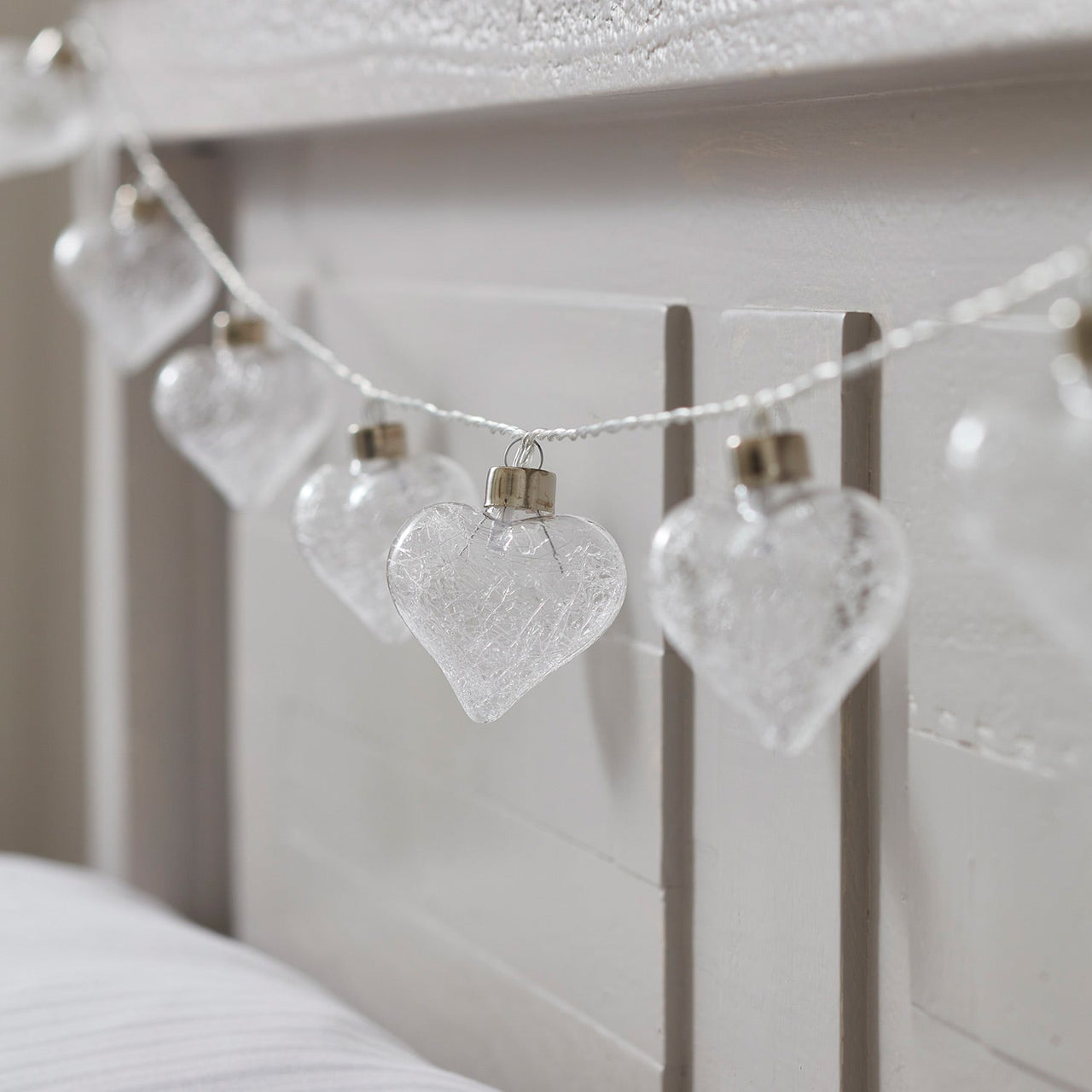 10 Glass Heart Battery Fairy Lights