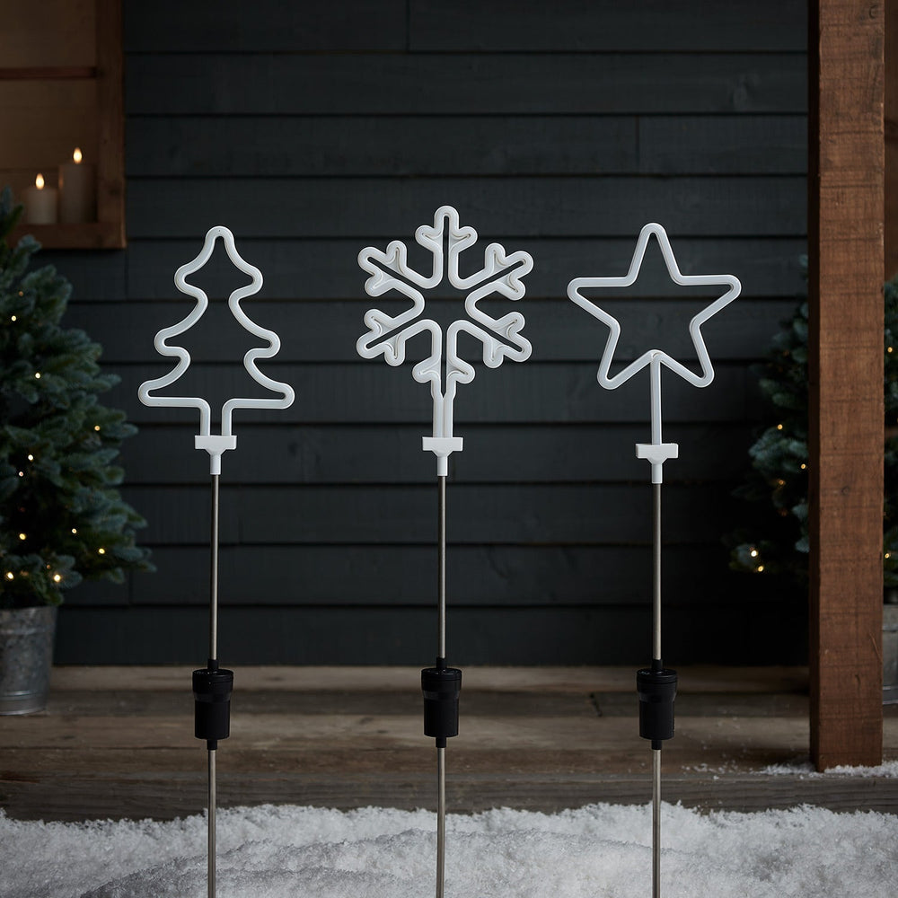3 Neon Christmas Stake Lights