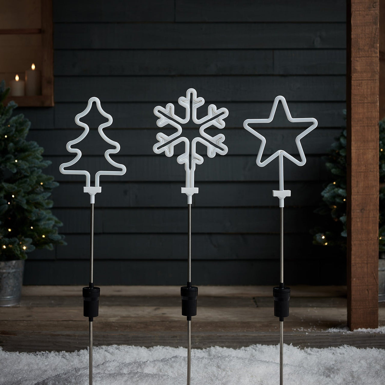 3 Neon Christmas Stake Lights