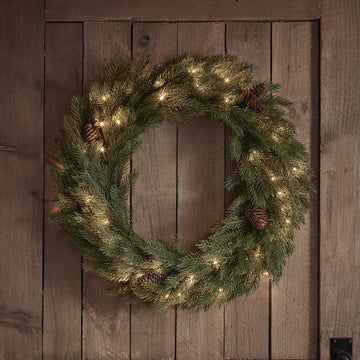 60cm Pre Lit Outdoor Christmas Wreath