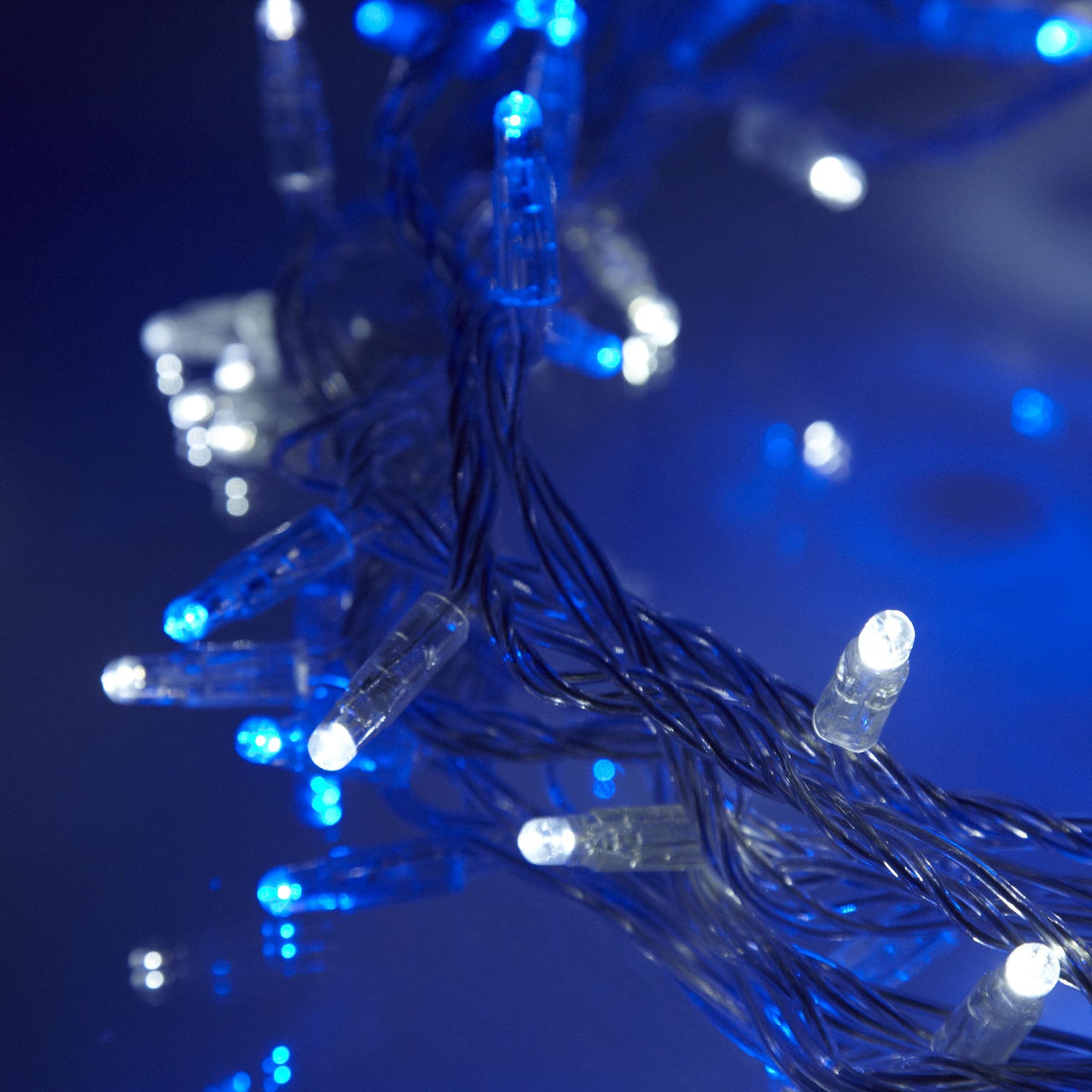 Core Connect 10m 100 Blue & White Connectable Fairy Lights Clear Cable