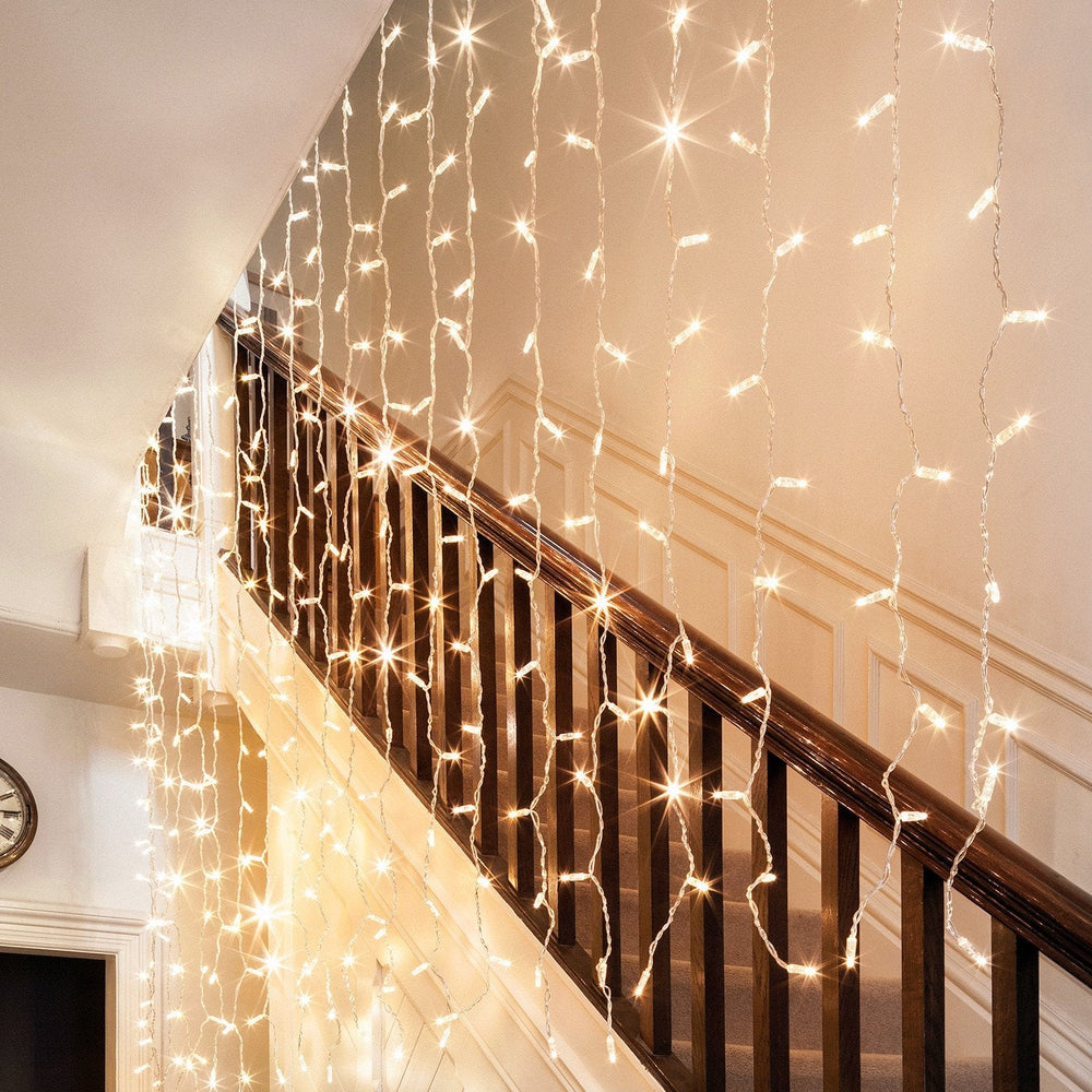 Core Connect 6m x 2m 576 Warm White Connectable Curtain Lights Clear Cable