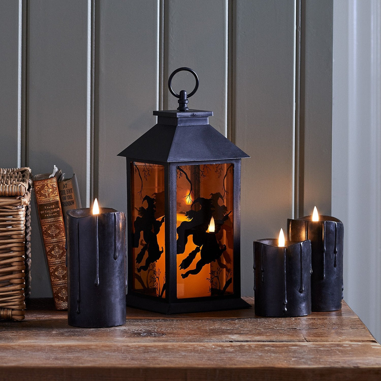 TruGlow® Black Dripping Wax LED Pillar Candle Trio