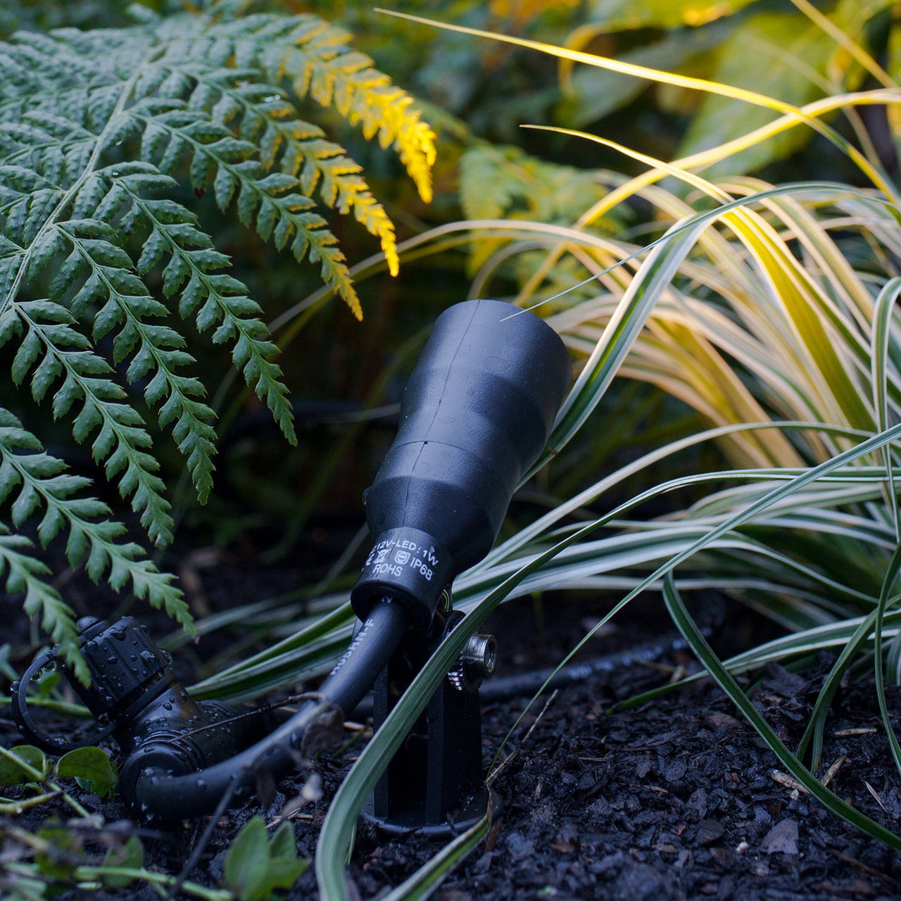 3 x 1W LED Ebony Garden Outdoor Spotlight Kit 50lm