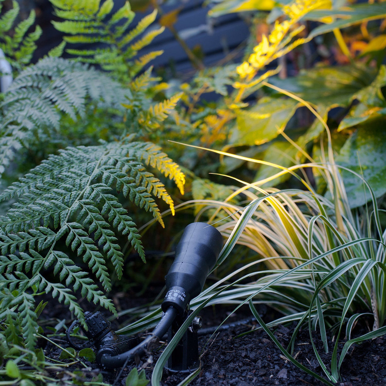 3 x 1W LED Ebony Garden Outdoor Spotlight Kit 50lm
