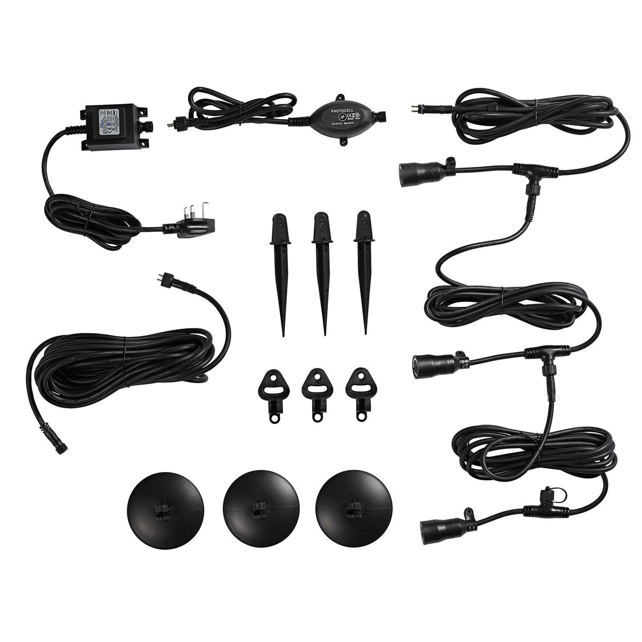 3 x 1W LED Ebony Garden Outdoor Spotlight Kit 50lm