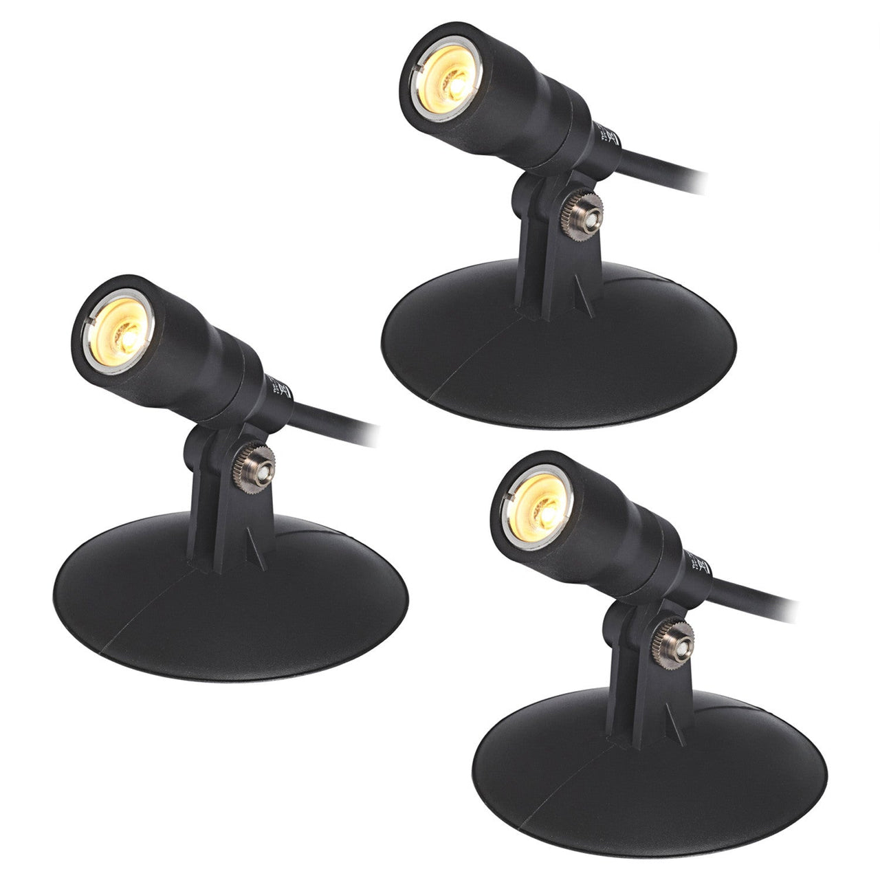 3 x 1W LED Ebony Garden Outdoor Spotlight Kit 50lm