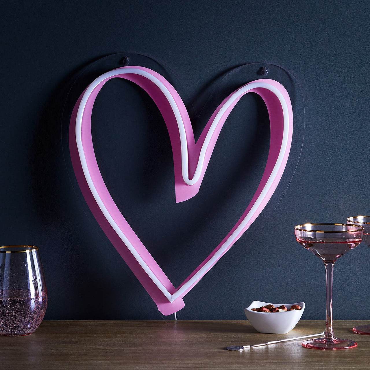 Pink Neon Heart Wall Light