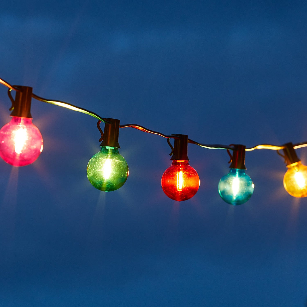 25 Multi Coloured Plug In Outdoor Festoon Lights