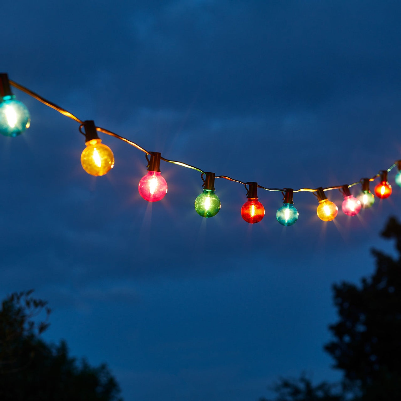 25 Multi Coloured Plug In Outdoor Festoon Lights