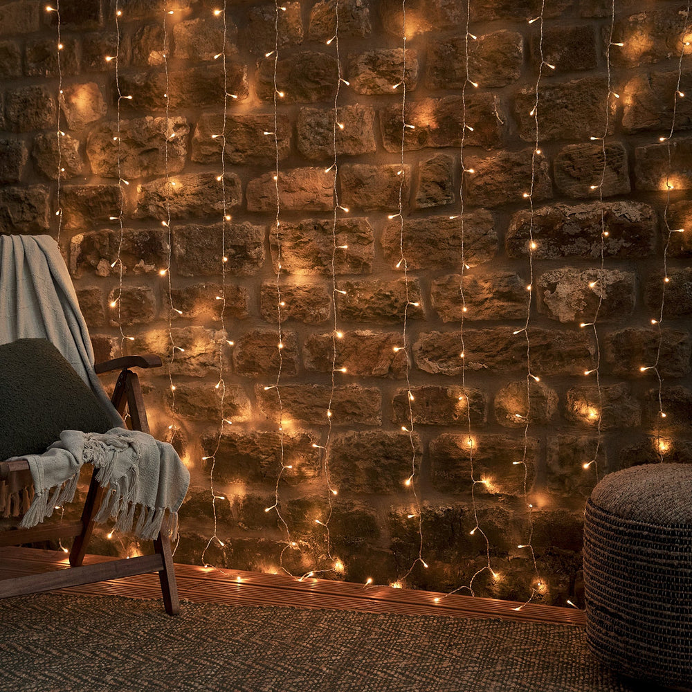 Dual Colour LED Warm White & White Curtain Lights With Remote Control 2m x 2m
