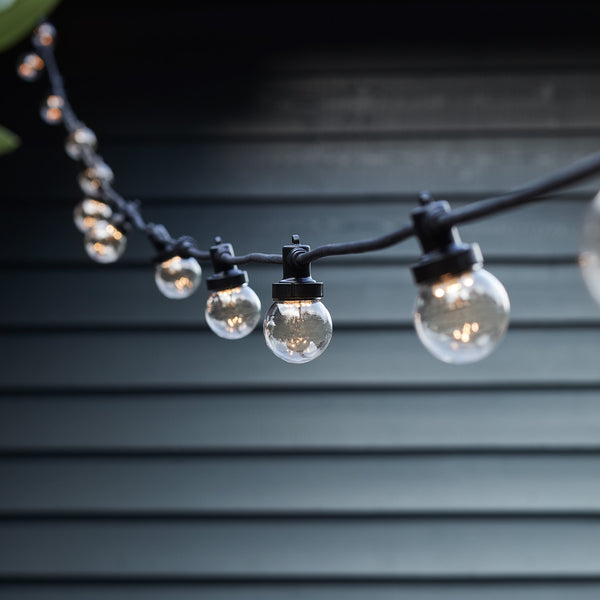 Pro Connect 100m 200 Warm White Connectable Festoon Lights Clear Cap Black Cable