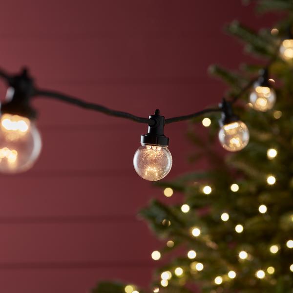 Pro Connect 30m 60 Warm White Connectable Festoon Lights Clear Cap Black Cable