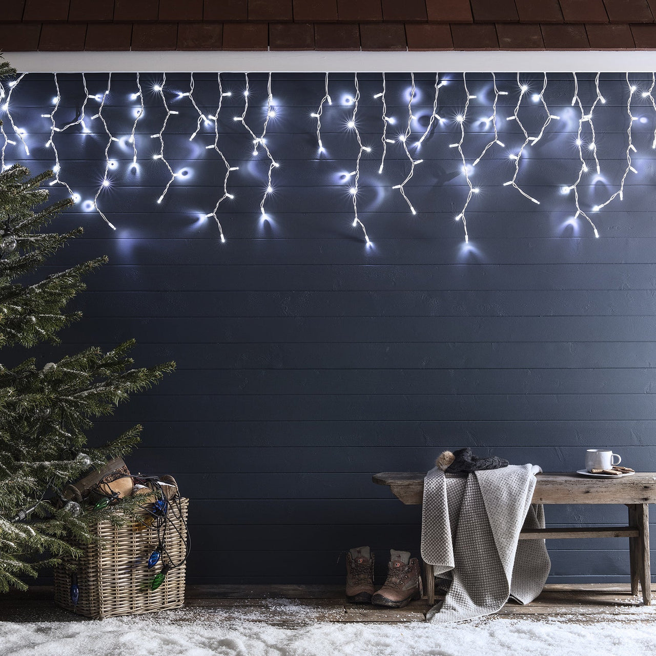 Pro Connect 2m 100 White Connectable Icicle Lights White Cable