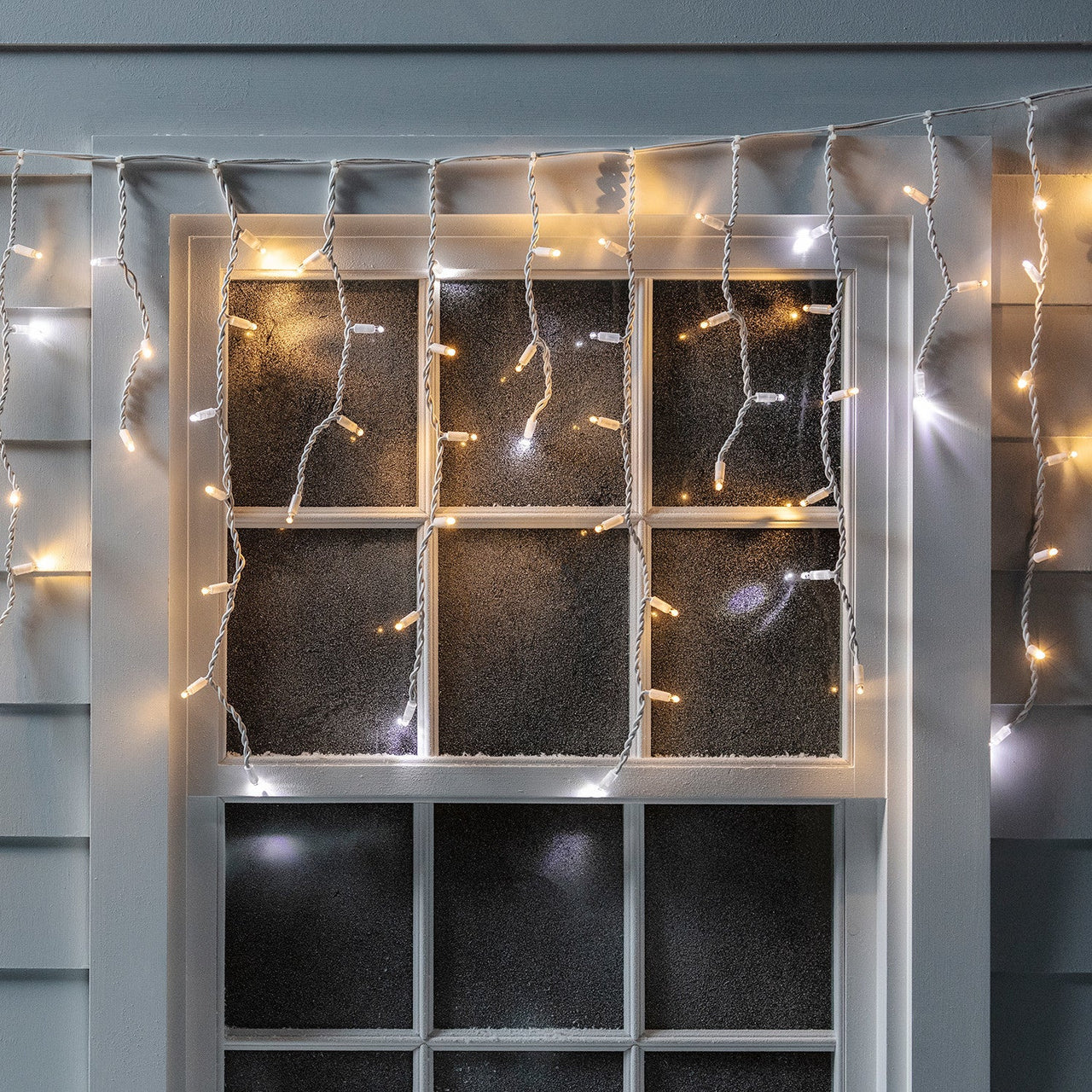 Pro Connect 2m 100 Warm White Sparkling Connectable Icicle Lights White Cable