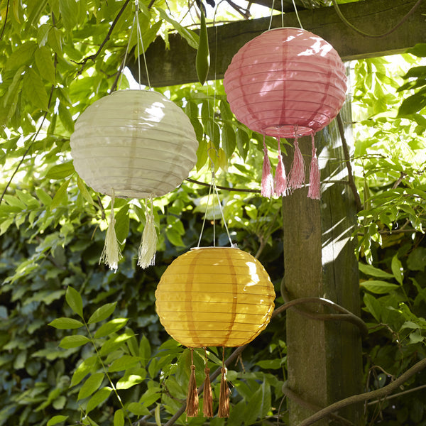 20cm Pink Lucena Tassel Solar Lantern