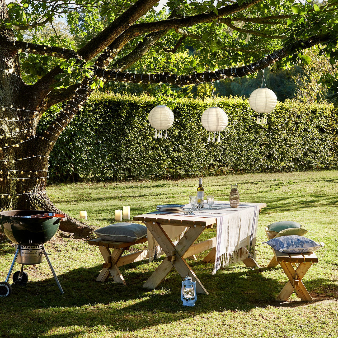 3 Lucena Cream Tassel Solar Lanterns