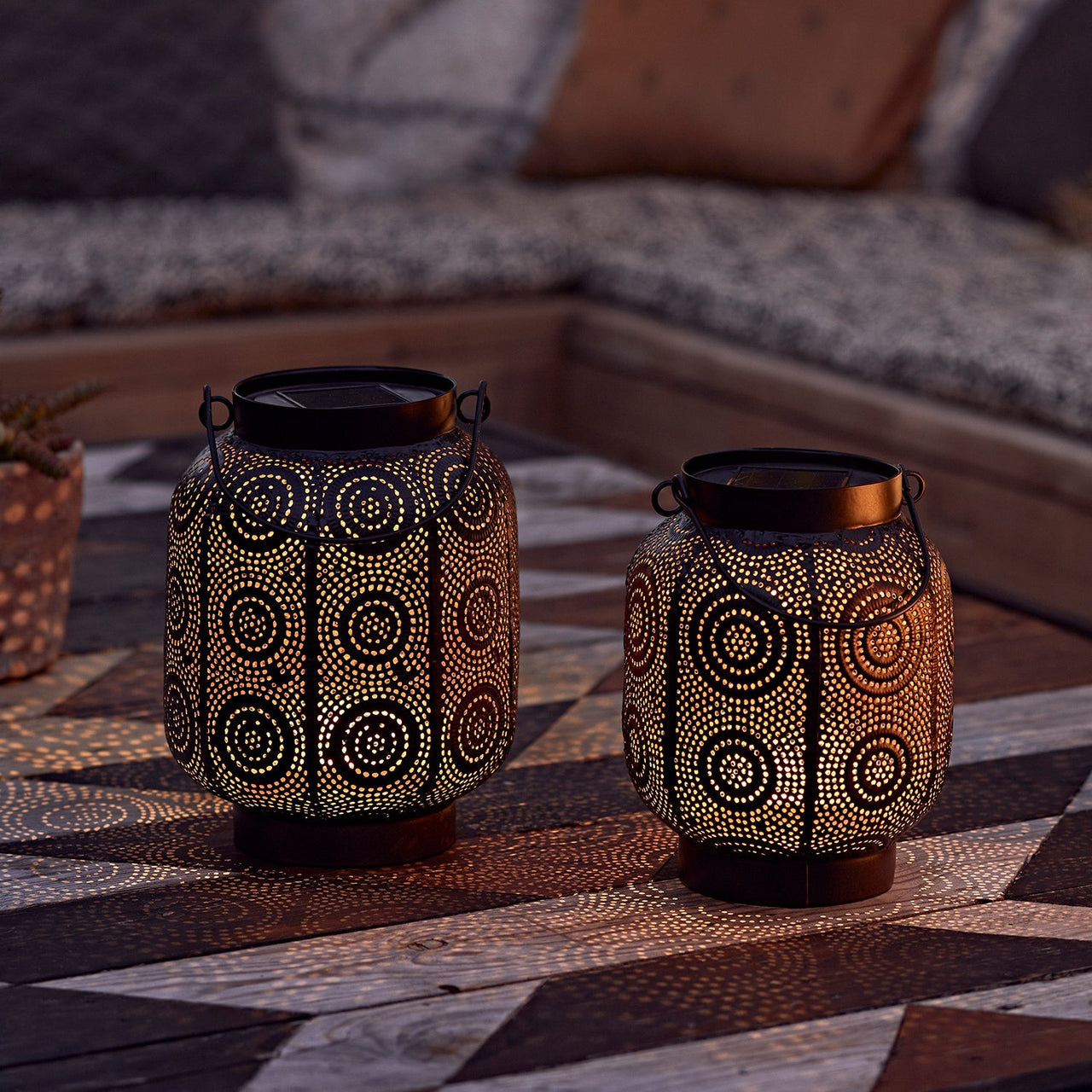 Fes Moroccan Solar Lantern Duo