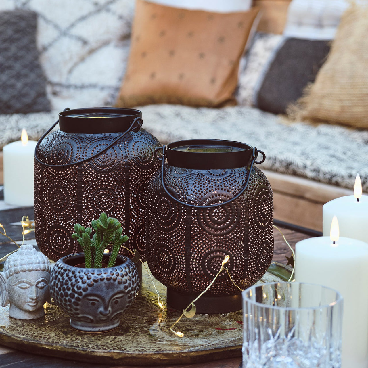 Fes Moroccan Solar Lantern Duo