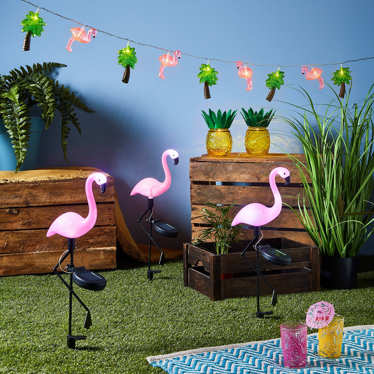 3 Flamingo Solar Stake Lights