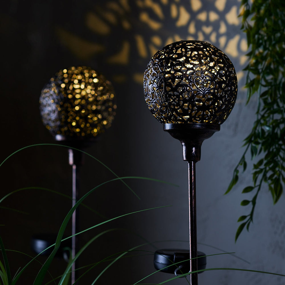 2 Moroccan Ball Solar Stake Lights