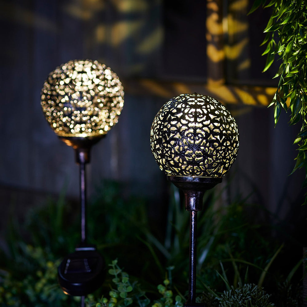 2 Moroccan Ball Solar Stake Lights