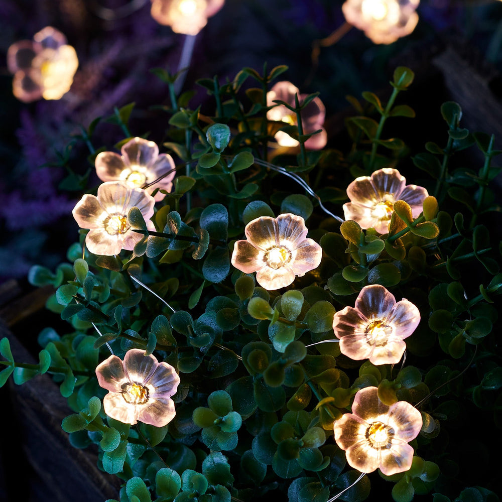 Solar Pink Flower Fairy Lights