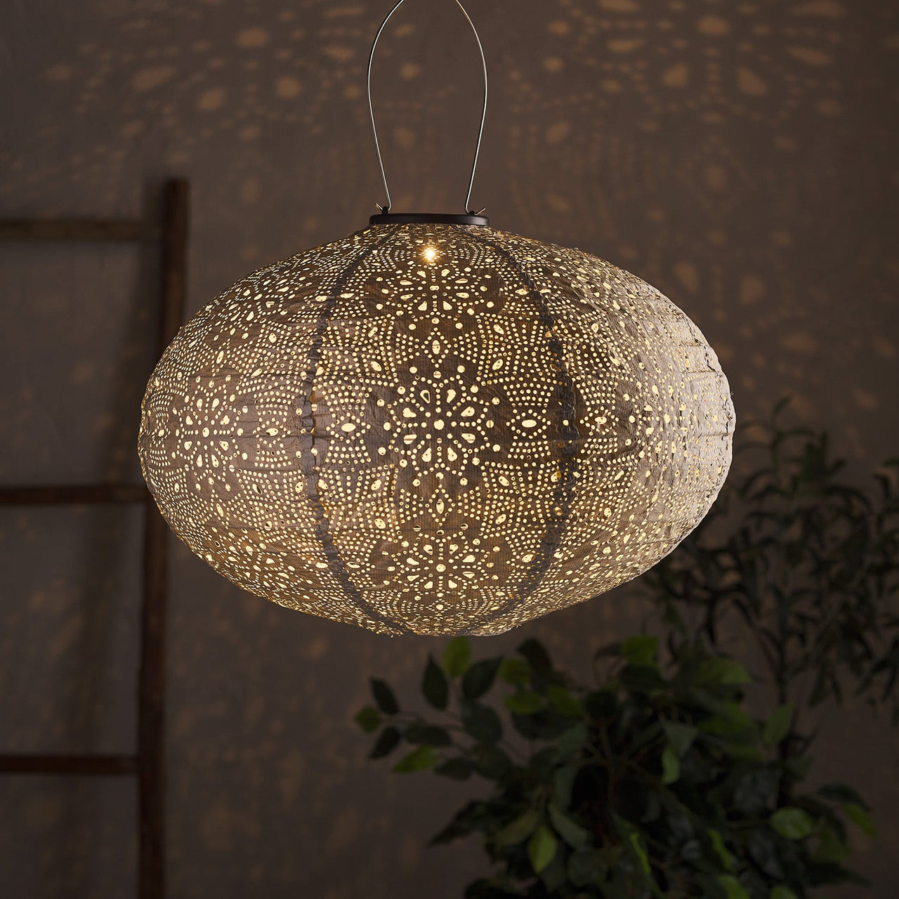 Set of 5 Tyvek Moroccan Hanging Solar Lanterns