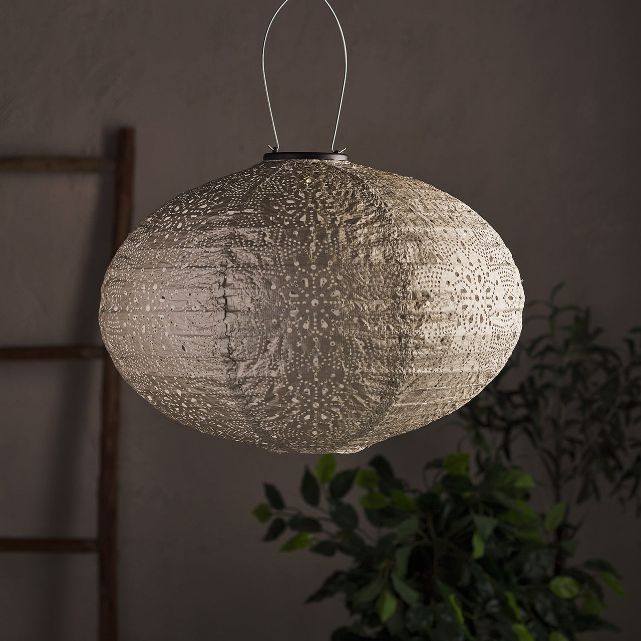 Tyvek Silver Moroccan Hanging Solar Lantern