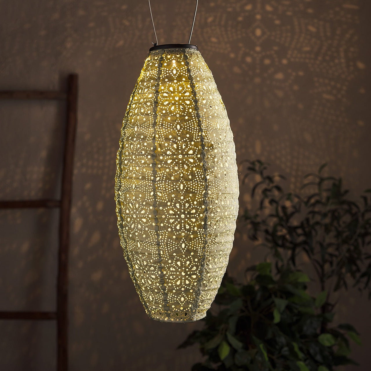 Set of 5 Tyvek Moroccan Hanging Solar Lanterns