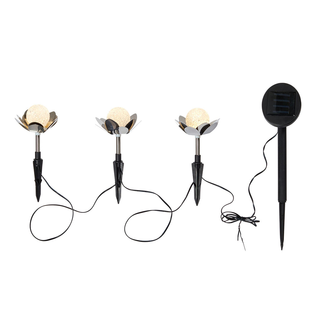 3 Lotus Flower Solar Stake Lights